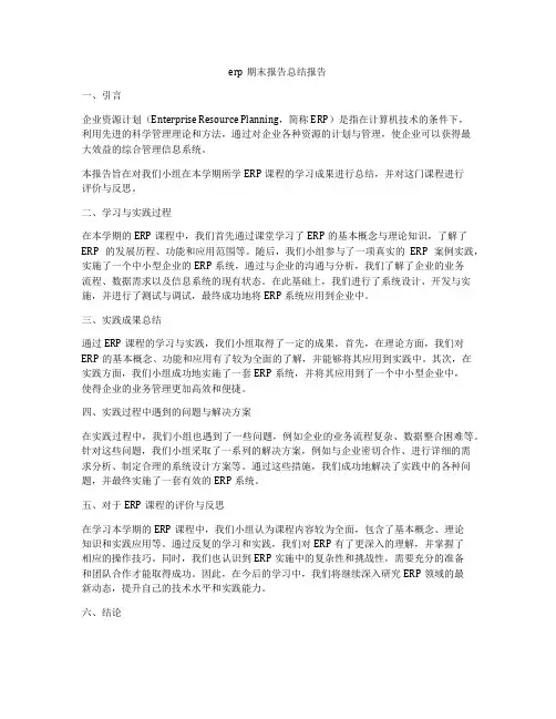 erp期末报告总结报告