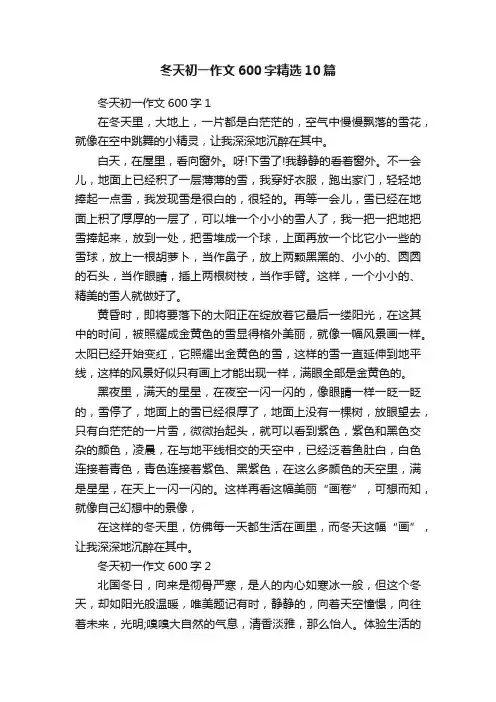 冬天初一作文600字精选10篇
