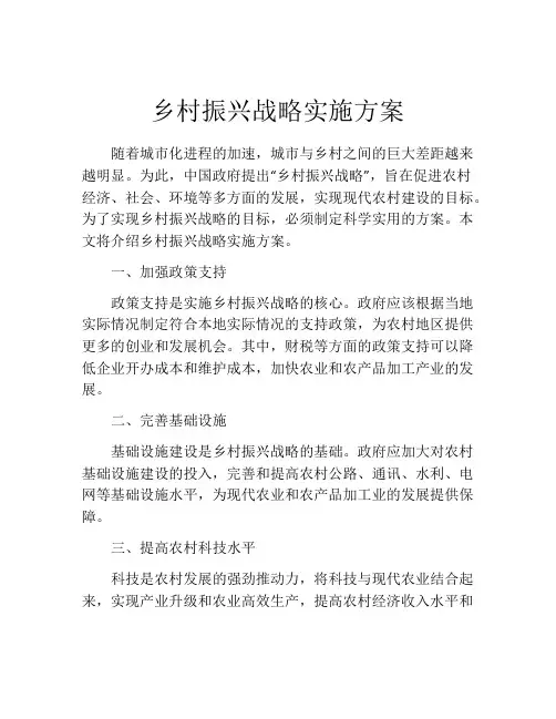 乡村振兴战略实施方案