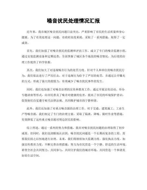 噪音扰民处理情况汇报