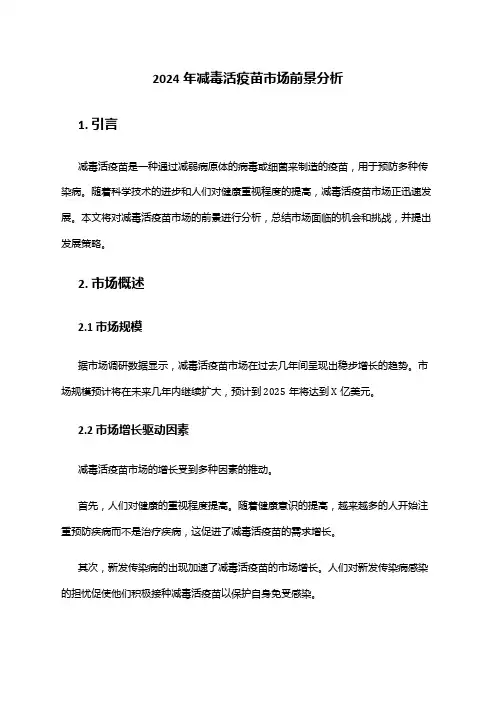 2024年减毒活疫苗市场前景分析