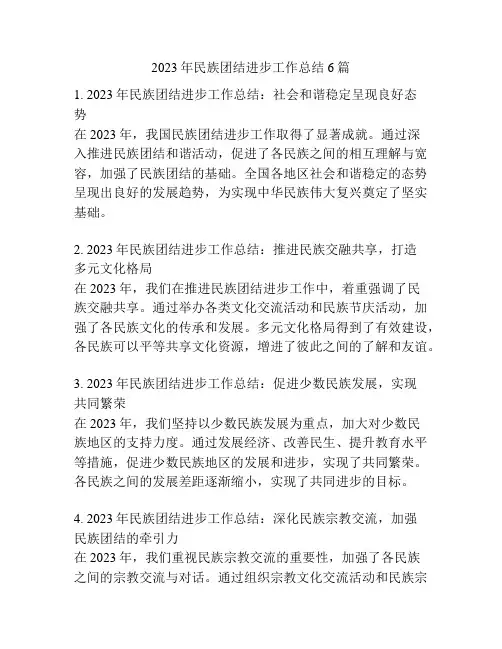 2023年民族团结进步工作总结6篇