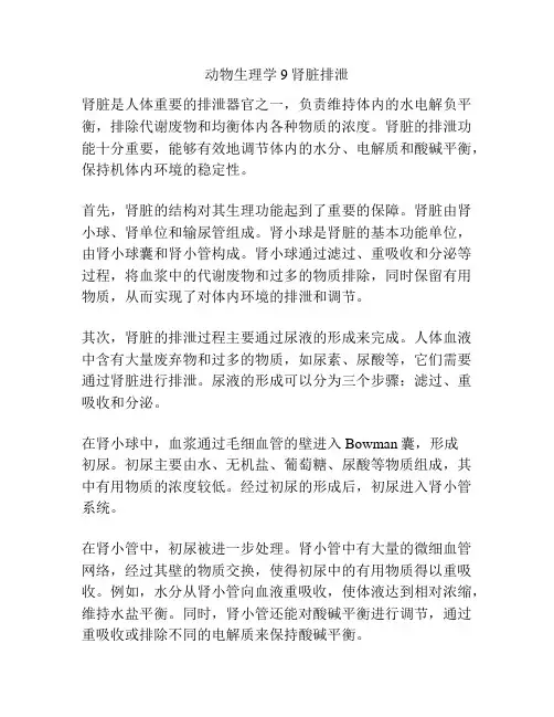 动物生理学9肾脏排泄 