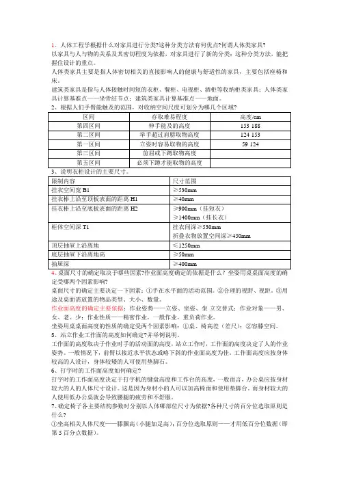 NEW 人体工程学复习题及答案