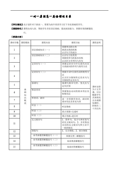 初升高英语衔接内容介绍