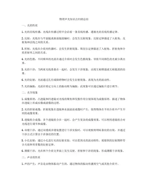 物理声光知识点归纳总结