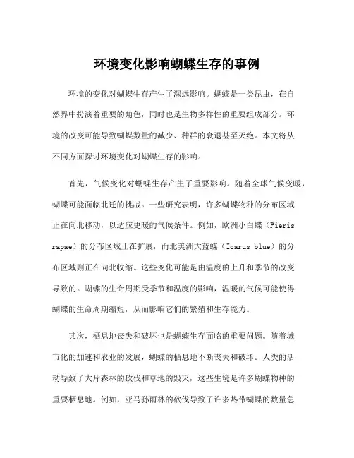 环境变化影响蝴蝶生存的事例