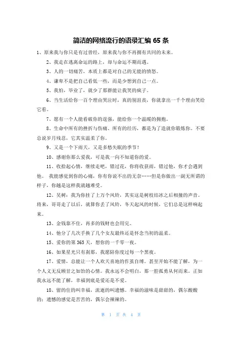简洁的网络流行的语录汇编65条