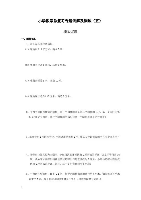 小升初总复习数学归类讲解及训练(中卷含答案)