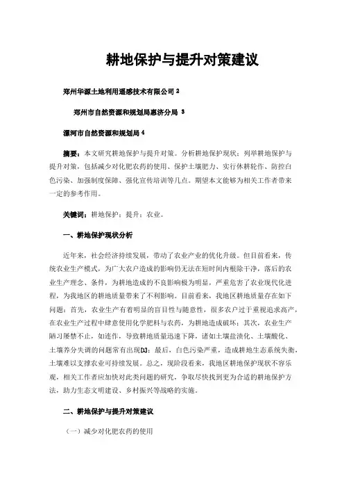 耕地保护与提升对策建议