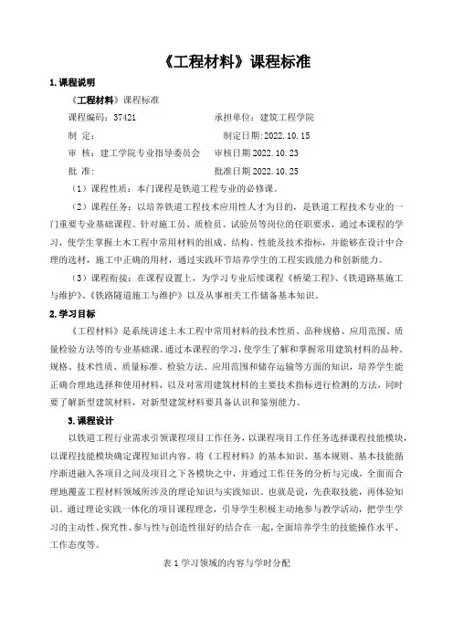 《工程材料》课程标准