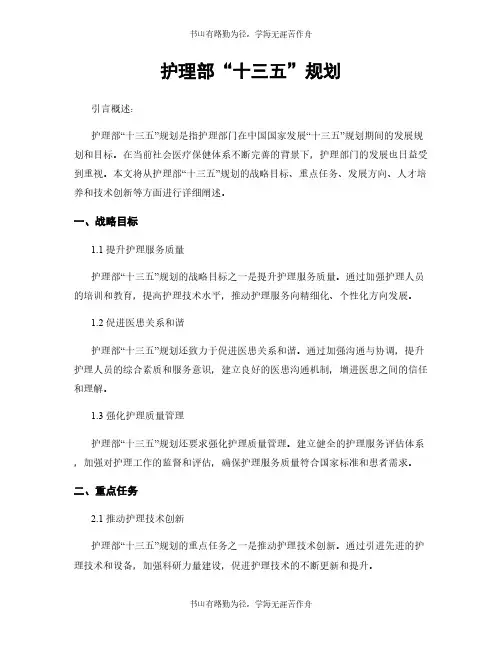 护理部“十三五”规划