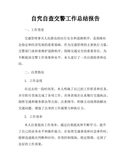 自究自查交警工作总结报告
