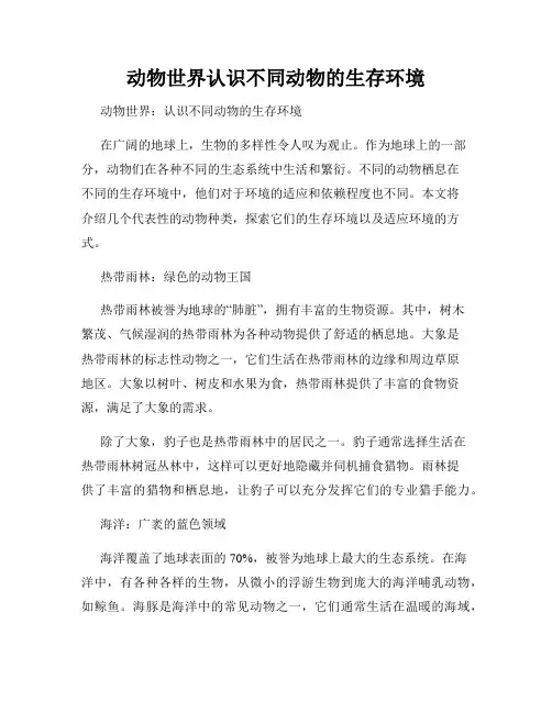 动物世界认识不同动物的生存环境