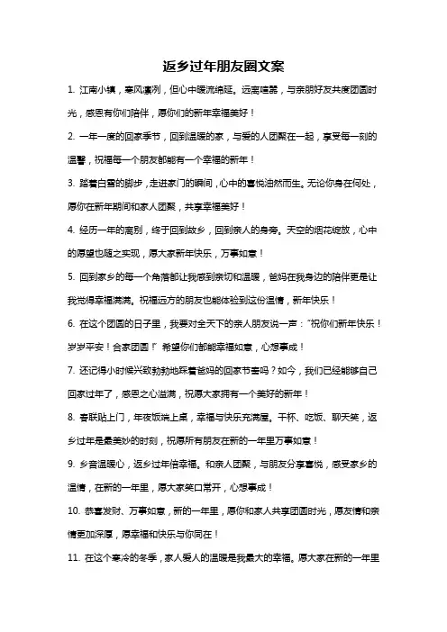 返乡过年朋友圈文案
