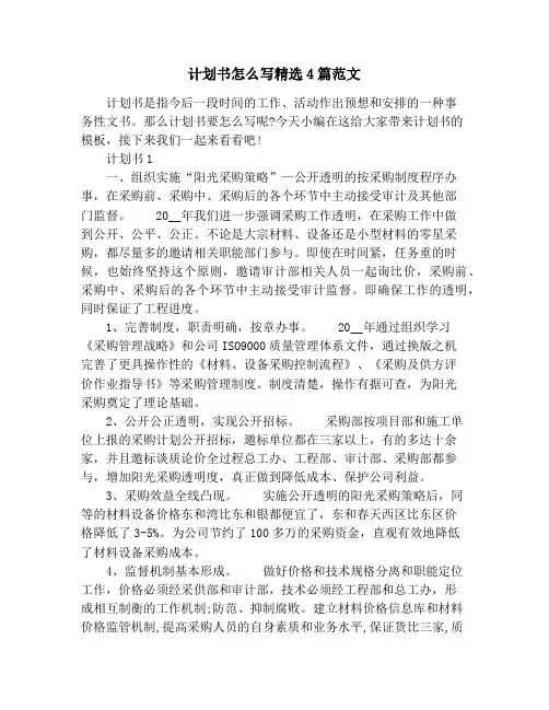 计划书怎么写精选4篇范文