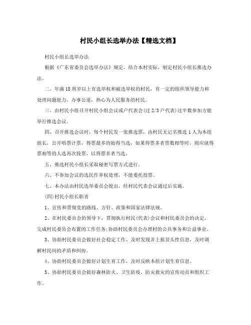 村民小组长选举办法【精选文档】