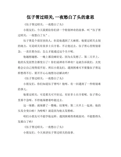 伍子胥过昭关,一夜愁白了头的意思