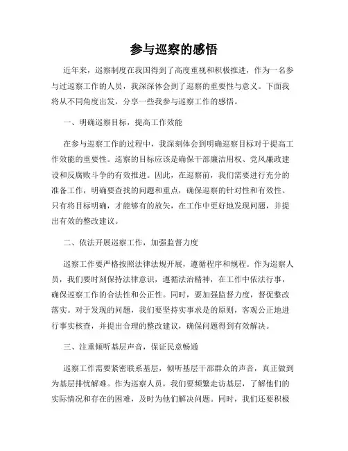 参与巡察的感悟
