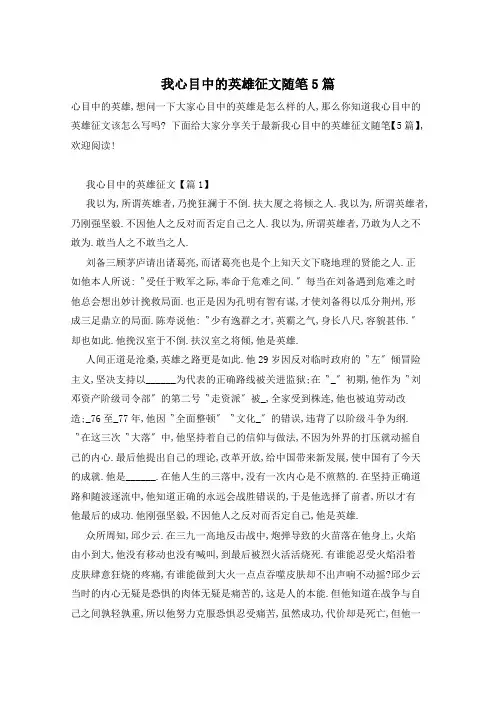 我心目中的英雄征文随笔5篇