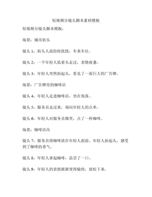 短视频分镜头脚本素材模板
