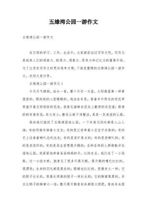 五缘湾公园一游作文