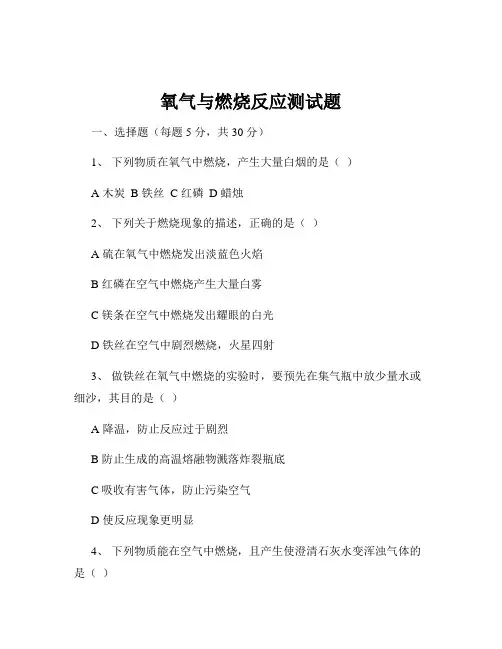 氧气与燃烧反应测试题