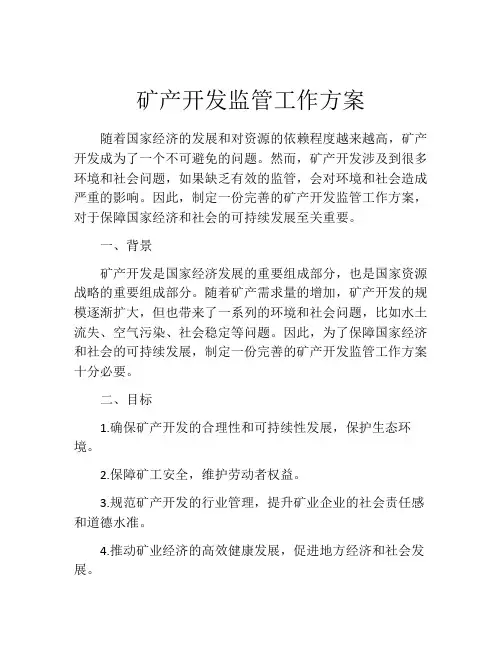 矿产开发监管工作方案