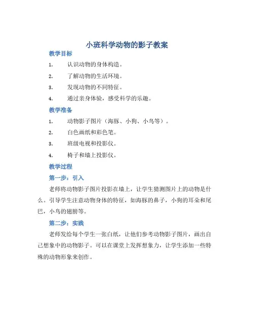 小班科学动物的影子教案【含教学反思】 (2)