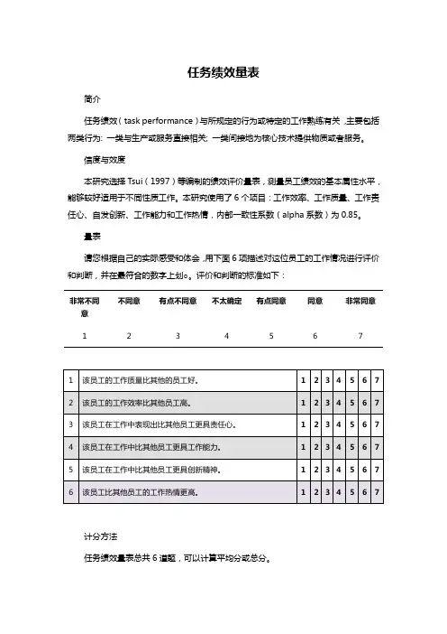 任务绩效量表