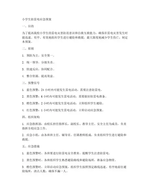 小学生防雷电应急预案