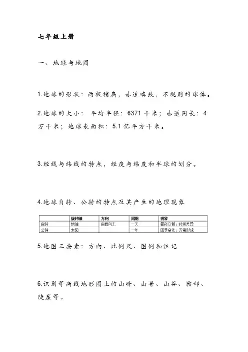 初中地理详细知识点归纳
