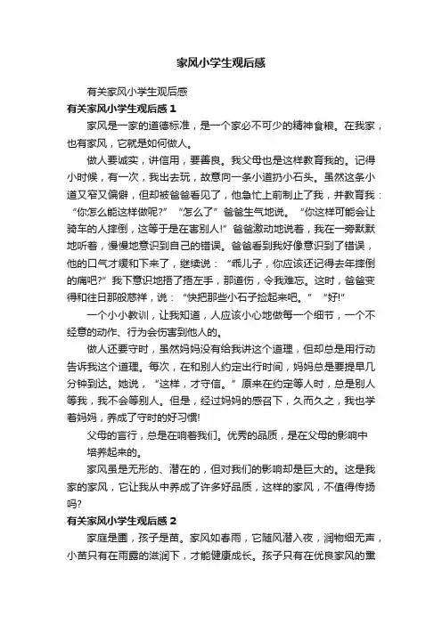 家风小学生观后感