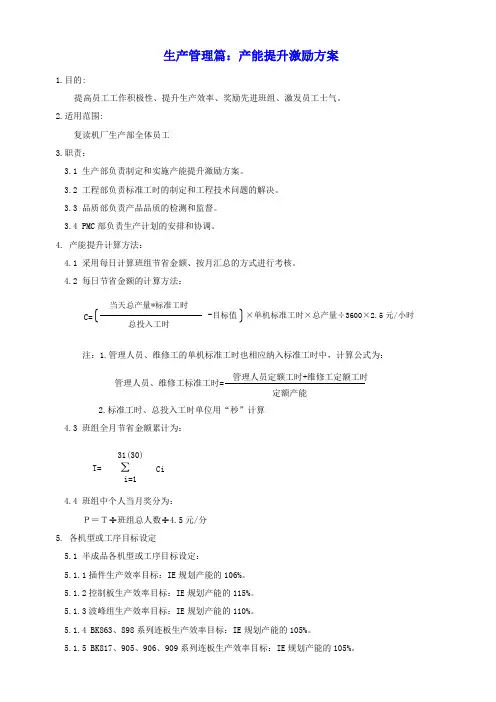 生产管理篇：产能提升激励方案