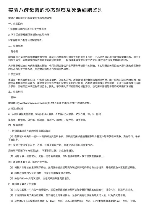 实验八酵母菌的形态观察及死活细胞鉴别