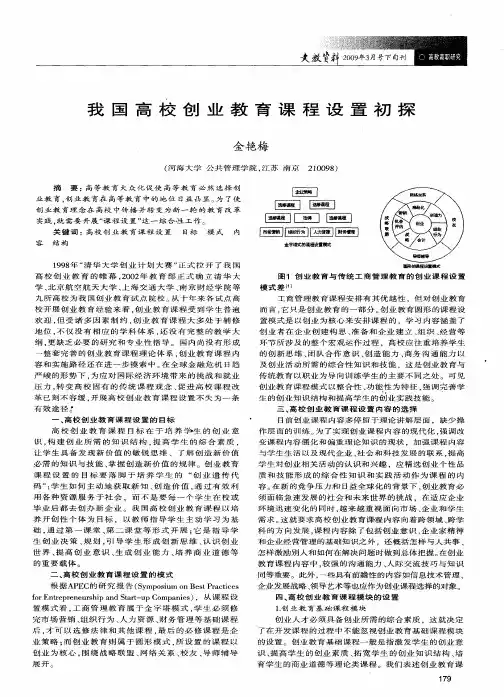 我国高校创业教育课程设置初探
