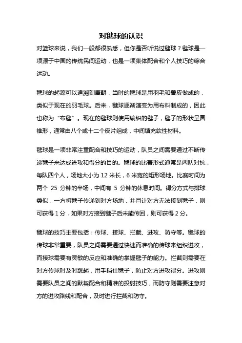 对毽球的认识