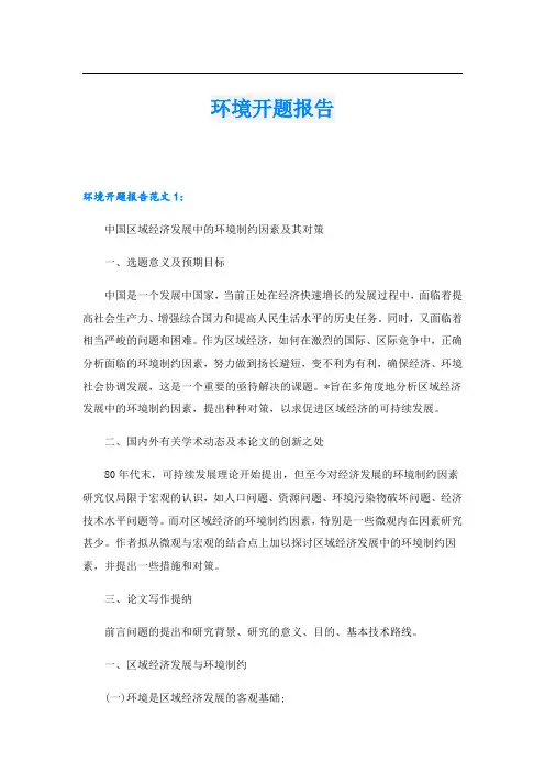 环境开题报告