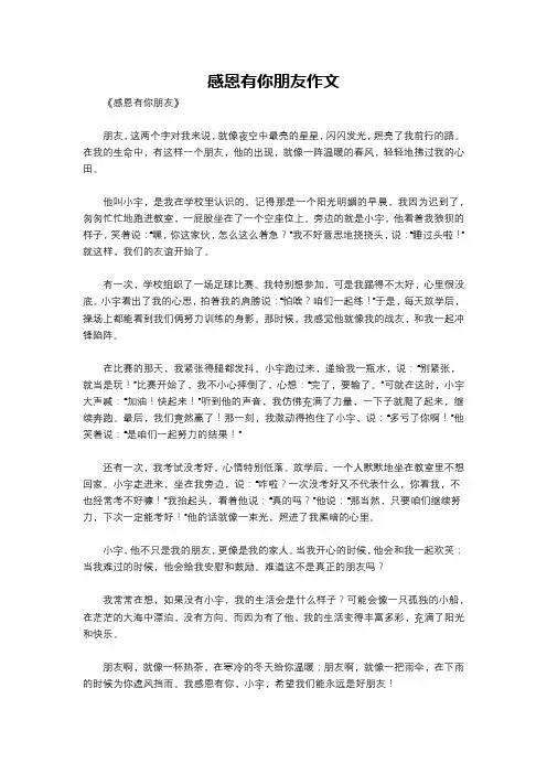 感恩有你朋友作文
