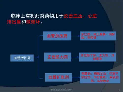 使用血管活性药物的注意事项培训课件