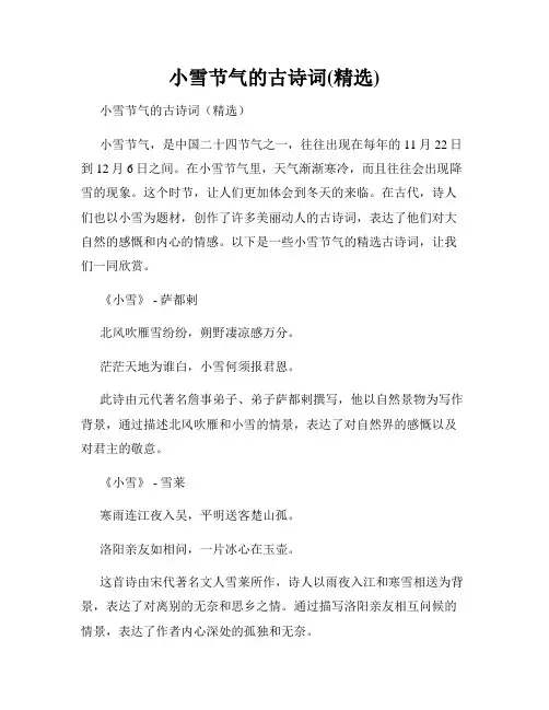 小雪节气的古诗词(精选)