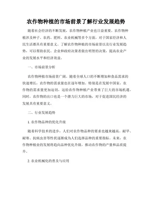 农作物种植的市场前景了解行业发展趋势