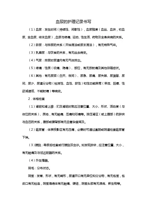 血尿的护理记录书写