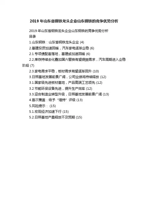 2019年山东省钢铁龙头企业山东钢铁的竞争优势分析