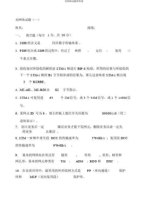 光网络试题带答案