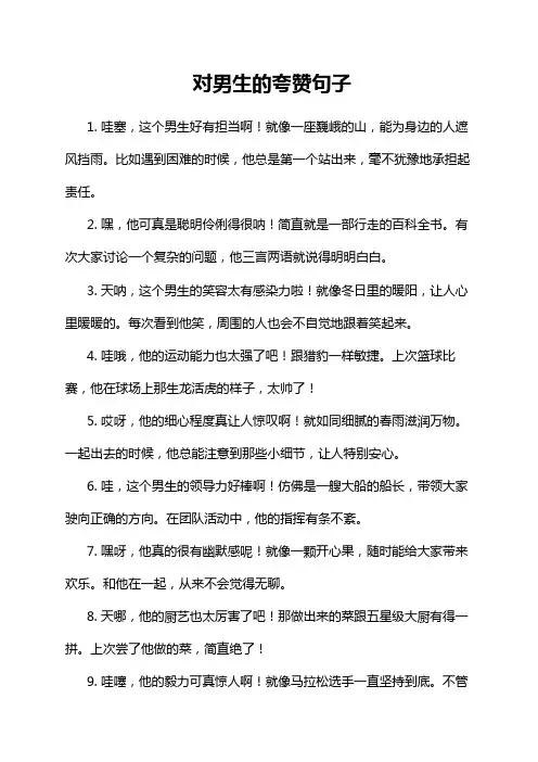 对男生的夸赞句子