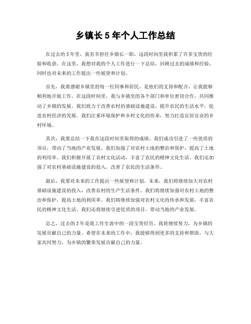 乡镇长5年个人工作总结