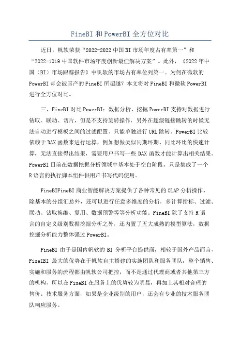 FineBI和PowerBI全方位对比