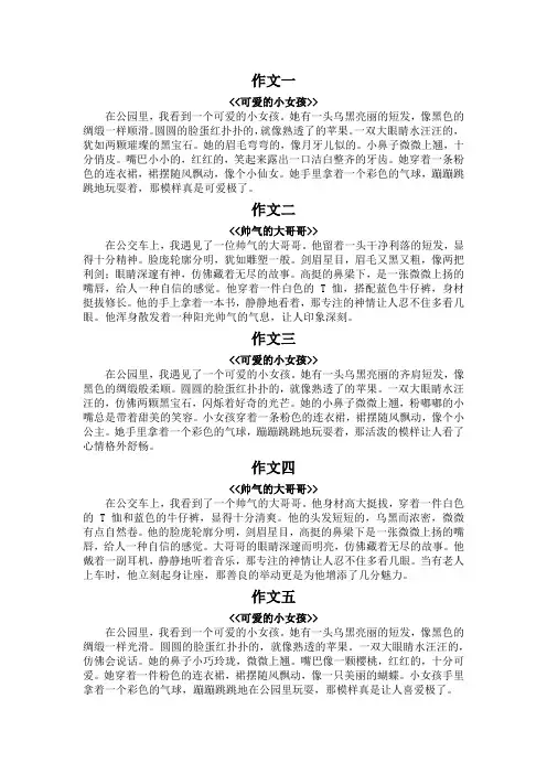 人物外貌描写小练笔200字