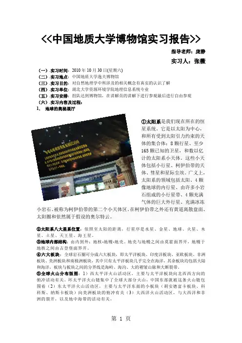 中国地质大学博物馆实习报告6页